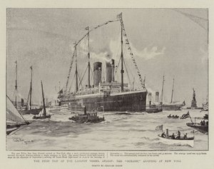 最大の船浮き、ニューヨークに到着した海洋の最初の旅 作： Charles Edward Dixon